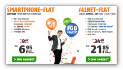 Klarmobil Smartphone-Flat + 400MB Datenflat für 6,95 € mtl. oder Allnet-Flat + 1,75GB Datenflat für 21,85 € @ Klarmobil