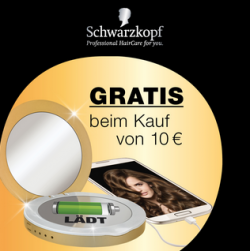 Mobiler Akku mit Spiegel GRATIS beim Kauf von Produkten im Wert von 10€ der Schwarzkopf-Marken