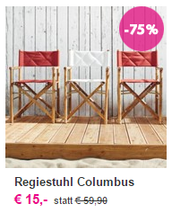 Regiestuhl Columbus in weiß oder rot für 15€ inkl. Versand, 2 Regiestühle für je 10€ inkl. Versand