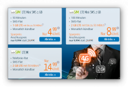 WinSim LTE Mini 1000 (50 Min + 50 SMS + 1GB LTE max. 21,1 ) für 3,99 € mtl. oder mit max. 50 MBit/s 4,99€ @eteleon