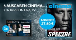 6x Cinema + 3x Kino-Gutschein (einlösbar bei vielen Partner-Kinos) für 27,60€ @Burda