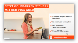 Kostenlose VISA-Karte Gold + 1g Goldbarren geschenkt bekommen @Wüstenrot