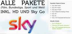 Sky mit allen Paketen + HD & Sky Go für 35,99 € mtl. statt 69,- € mtl. @ Sky