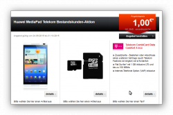 Telekom : 1 GB LTE Internet Flat bis zu 150 Mbit/s + Huawei MediaPad M1 8.0 LTE + microSDHC 16 GB für 9,95 € mtl.@ 24mobile.