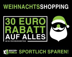 30€ Rabatt auf alles (90€ MBW) bei Soccer-Fans-Shop.de!
