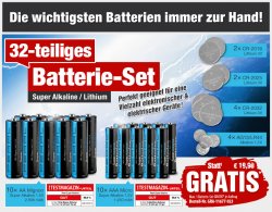 32-teiliges Batterie-Set GRATIS @ pearl, Mitbestelltip, nur Versandkosten