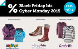 Black Friday und Cybermonday bei MyToys, Mirapodo und Ambellis