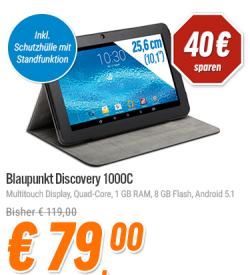 Blaupunkt Discovery 1000C 10 Zoll Tablet inkl. Tasche für 79,00 € (121,11 € Idealo) @Notebooksbilliger