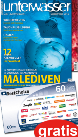 Unterwasser: Jahresabo (12 Ausgaben) des Tauchmagazins für effektiv 2,90€