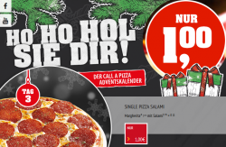 Call a Pizza Adventskalender – Heute z.B. Pizza Salami für nur 1 Euro