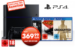 PlayStation 4 1TB Konsole + God of War III + Uncharted + The Last of Us für 369,99 € (448,46 € Idealo) @gamestop