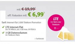 Weekend Schnäppchen bei Sparhandy: Telekom 3GB LTE Internet-Flat für nur 6,99€ mtl. / 1GB nur 3,99€
