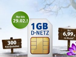 1&1 All-Net & Surf Special für 6,99€/Monat mit 300 Freiminuten + 1GB Internet @web.de