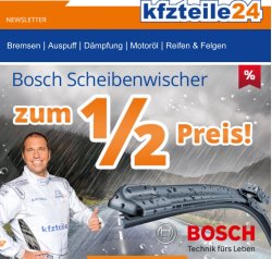 Kfz Teile 24: Bosch Scheibenwischer 50% Rabatt für 1 Woche