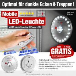 Mobile LED-Leuchte(High Power LED´s), GRATIS, nur VSK @pearl.de