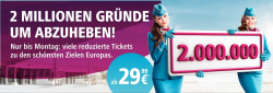 2 Millionen Tickets ab 29,99 € innerhalb Europas fliegen @Eurowings