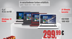 Acer Aspire E5-532 in 4 Farben mit 39,62 cm/15,6 Zoll 4GB RAM 1000 GB HDD inkl. Win 10 für 299,00 € ( 349,00 € Idealo) @One.de