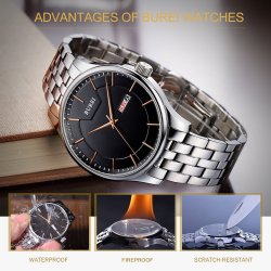 BUREI Herren Armbanduhr mit Edelstahl Armband mit Gutscheincode für 47,99 € statt 59,99 € @Amazon