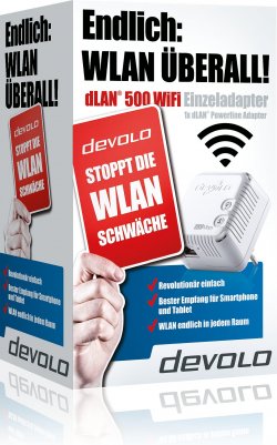 devolo dLAN 500 WiFi WLAN Repeater für 39,90 € (73,98 € Idealo) @Comtech