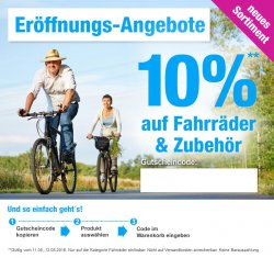 Garten XXL 10% Rabatt auf Fahrräder & Zubehör + VSK-frei ab 20,- €