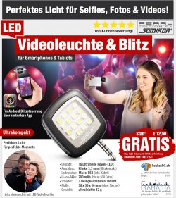 LED-Videoleuchte & Blitz, GRATIS @ pearl.de, nur VSK