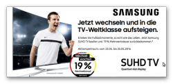 Sonos Playbar (Wert 699€) gratis beim Kauf von ausgewählten Sasmung SUHD-TVs + kombinierbar mit 19% Cashback @deltatecc