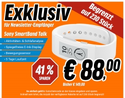 Sony SmartBand Talk SWR 30 weiß für 88 € (120,59 € Idealo) @Notebooksbilliger