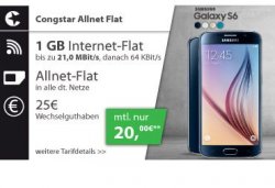 Congstar Allnet-Telekom mit 1GB Datenflat + kostenloses Smartphone (z.B. iPhone) für 20€ mtl. @logitel