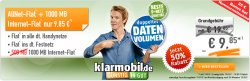 D2: Klarmobil AllNet Flat mit 1GB Datenflat für 9,85€ mtl. @Handybude