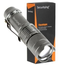 SecurityIng Silber 7W 300LM Mini Q5 LED Taschenlampe mit einstellbarer Fokus Neu 7,64€ & B-Ware 3,99€ @Amazon