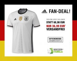 adidas DFB Trikot 2016 Junior (für Kinder) für 36,99 € inkl. Versand @Soccer-Fans-Shop.de