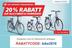 @real: 20% Gutschein auf alle Fahrräder und E-Bikes