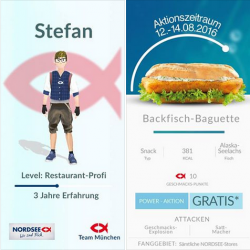 Nordsee: Gratis Backfisch-Baguette im Wert von 2,99 Euro in Deutschland und Österreich für PokémonGo‬-Spieler