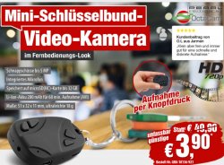 @pearl: Schlüsselbund-Videokamera 720×480 für 3,90€ zzgl. 4,90€ Versand