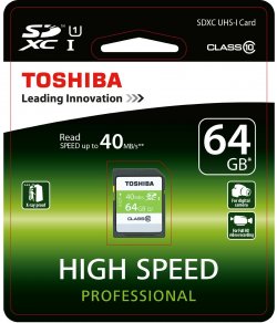 Toshiba High Speed Professional SDXC 64GB Class 10 für 12 € (20,58 € Idealo) @Amazon und MediaMarkt