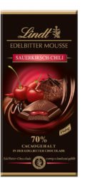 Amazon: Lindt & Sprüngli Edelbitter Mousse Sauerkirsch Chilli, 13er Pack (13 x 150 g) für nur 9,62 Euro statt 39,05 Euro bei Idealo