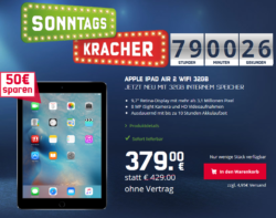 Mobilcom-Debitel: Apple iPad Air 2 WiFi 32GB für nur 379 Euro statt 403,99 Euro bei Idealo