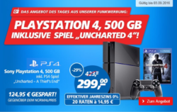 real,- online/Filiale: 299€ statt 369€ Sony, PS 4 500 GB inc. Spiel – Uncharted 4