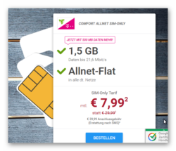 Telekom Comfort Allnet-Flat mit 1,5GB Datenvolumen für 7,99 € mtl. @Sparhandy