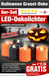 6 x LED-Dekolichter mit Batterien (Halloween) GRATIS @ pearl, nur VSK