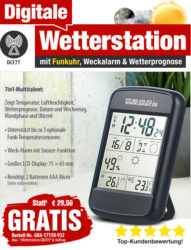 Digitale Wetterstation mit Funkuhr< & Alarm, GRATIS statt 29,90, nur VSK @ pearl