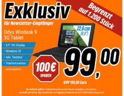 Odys Windesk 9 plus 3G V2 Tablet mit Tastatur für 99 € (149,81 € Idealo) @Notebooksbilliger [Dealtext lesen!]