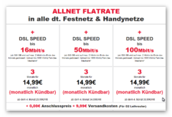 Remoter-Shop: Allnet-Flat in alle dt. Festnetz & Handynetze + DSL mit 16Mbit/s,50Mbit/s oder 100Mbit/s für 14,99 €