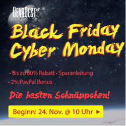 Black Friday & Cyber Monday bei Gearbest – bis zu 80% Rabatt + 2% PayPal Bonus