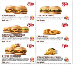 39 BurgerKing Guscheine, bis zum 09.11.2016 gültig, z.B. zwei Cheeseburger für 1,99€