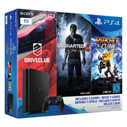 PlayStation 4 Slim 1TB + Uncharted 4: A Thiefs End + DriveClub + Ratchet & Clank für 299 € (369 € Idealo) @Real (BF)