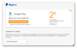 Kostenlos 2€ Gutschein für Google Play @PayPal