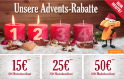 Plus: Advents-Rabatte mit bis zu 50 Euro Rabatt auf fast alles mit Gutschein (Nur heute!)