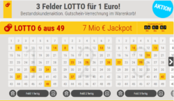 Tipp24: 3 Lotto Felder 6 aus 49 für nur 1 Euro statt 3,50 Euro