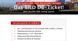 Bild.de: DB-Ticket: Hin- und Rückfahrt im Fernverkehr für 44,90 Euro